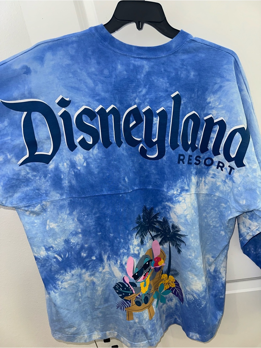 Disney Blue Tie-Dye Long Sleeve Tee with Stitch Resort Graphic